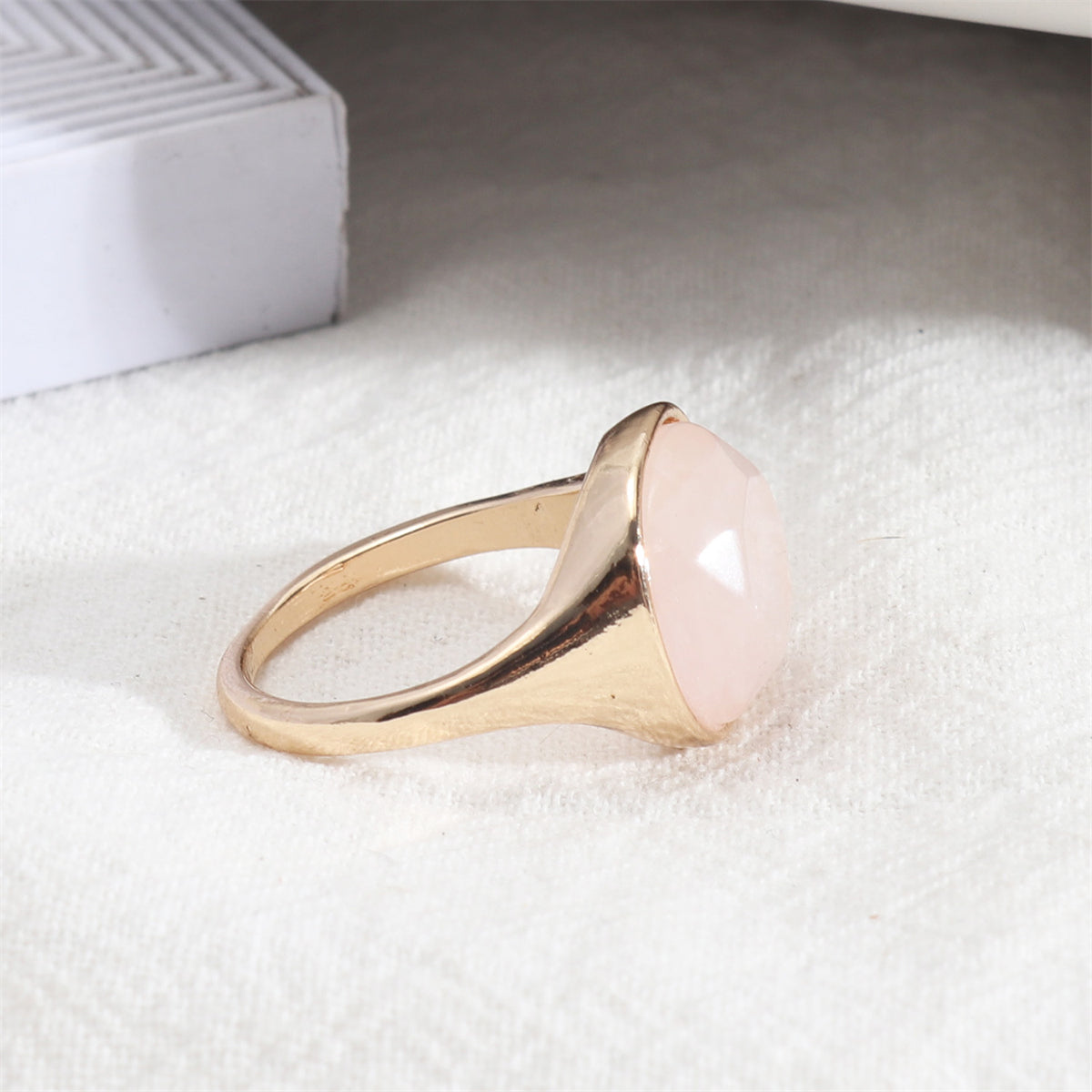 Pink Quartz & 18K Gold-Plated Cushion-Cut Ring
