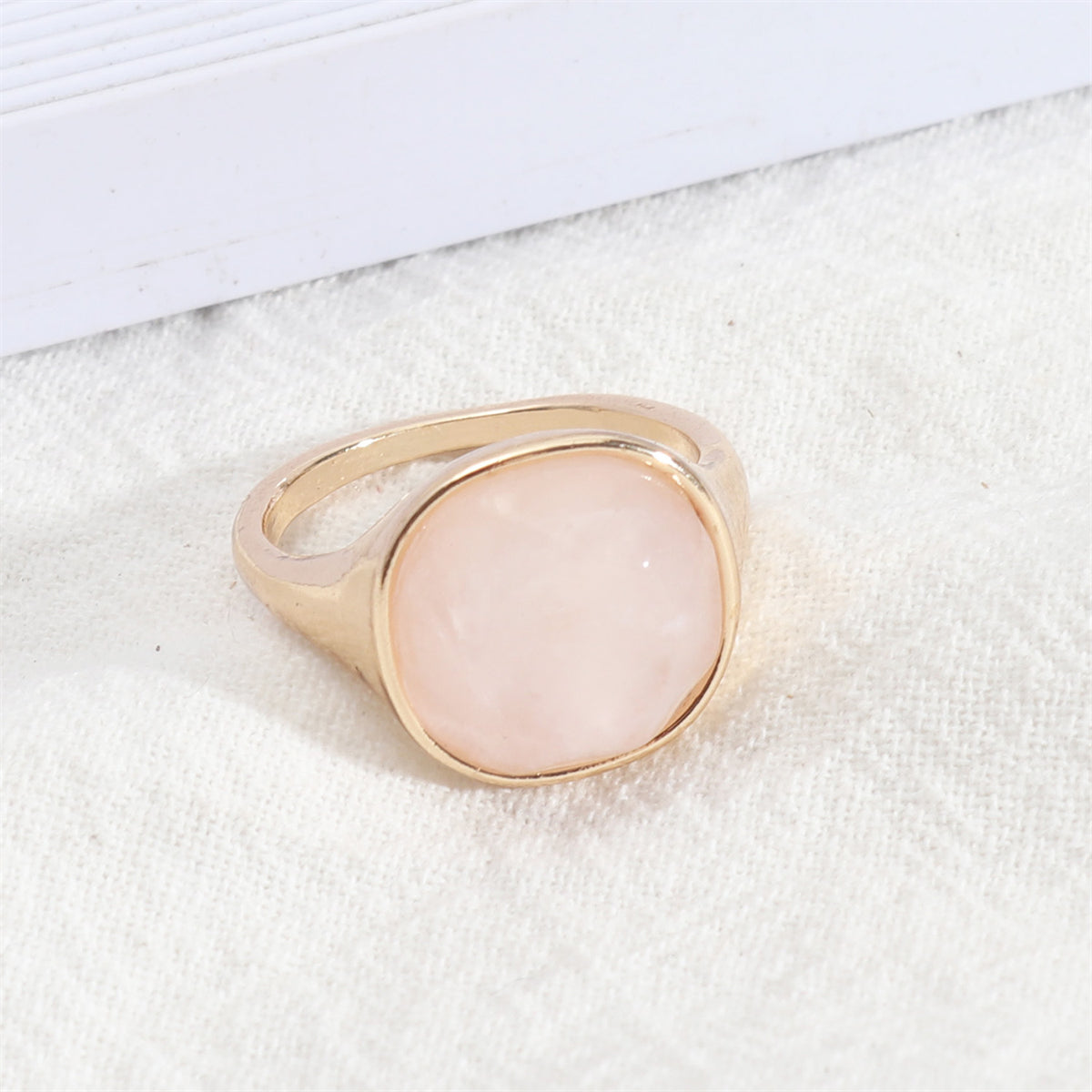 Pink Quartz & 18K Gold-Plated Cushion-Cut Ring