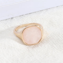Pink Quartz & 18K Gold-Plated Cushion-Cut Ring