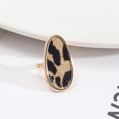 Khaki Polystyrene & 18K Gold-Plated Leopard-Print Ring