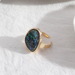 Abalone Shell & 18K Gold-Plated Triangle Open Ring