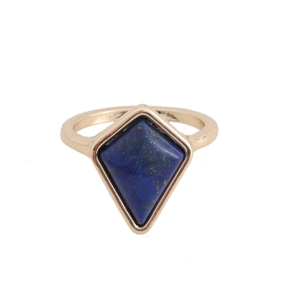Lapis and 18K Gold-Plated Shield Ring, gold statement rings for women, dainty minimalist design, side view