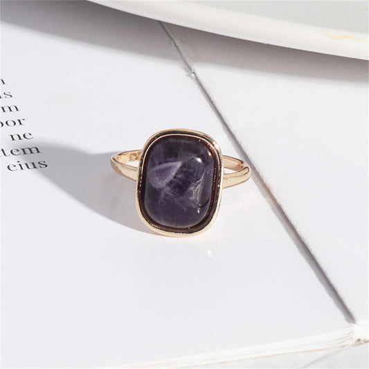 Purple Quartz and 18K Gold-Plated Cushion-Cut Ring, jewelry gift sets for women, dainty minimalist design, front view