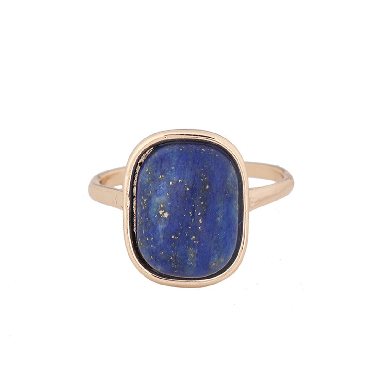 Lapis and 18K Gold-Plated Cushion-Cut Ring, gold statement rings for women, dainty minimalist design, side view