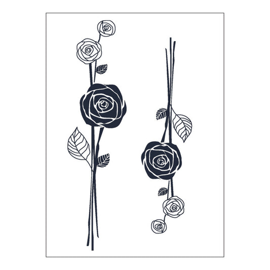 Black Rose Temporary Tattoo Set - 5 Pcs, dainty minimalist design, front view
