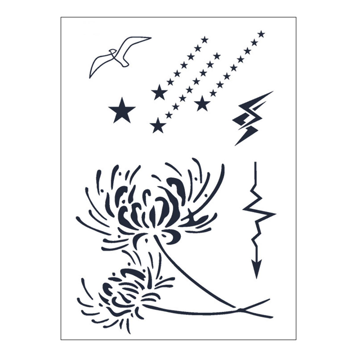 Black Mum and Lightning Temporary Tattoos - 5 Pcs, everyday style, front view