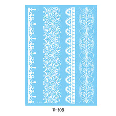White Abstract Stripe Temporary Tattoo Set - 5 Pcs