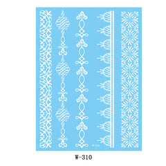 White Botanical Temporary Tattoo Sheet - 5 Pcs