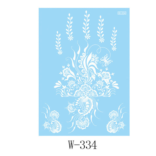 White Lace Botanical Temporary Tattoo Sheet - 5 Pcs, botanical inspired, front view
