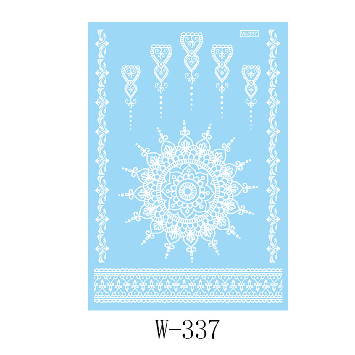 White Flower Lace Temporary Tattoo Sheet - 5 Pcs, elegant gift for her, front view