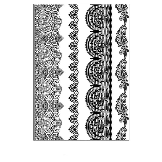 Black Rattan Floral Temporary Tattoos-Set Of 5, elegant gift for her, front view
