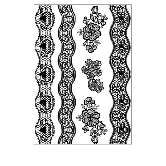 Black Heart Flower Temporary Tattoo Sheet, vintage-inspired design, front view