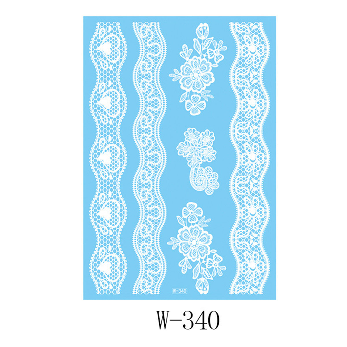 White Heart Floral Temporary Tattoos-Set Of 5, botanical inspired, front view