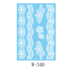 White Heart Floral Temporary Tattoos-Set Of 5