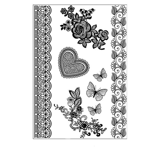 Black Heart Butterfly Temporary Tattoos-Set Of 5, elegant gift for her, front view