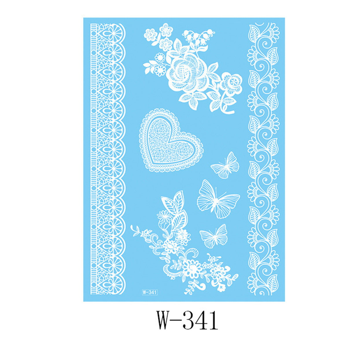 White Heart Butterfly Temporary Tattoos-Set Of 5