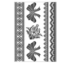 Black Floral Butterfly Temporary Tattoos-Set Of 5