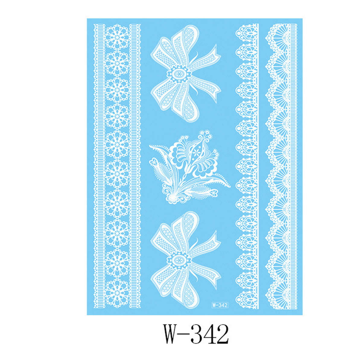White Floral Butterfly Temporary Tattoos-Set Of 5