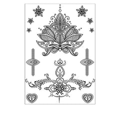 Black Floral Snowflake Temporary Tattoos-Set Of 5