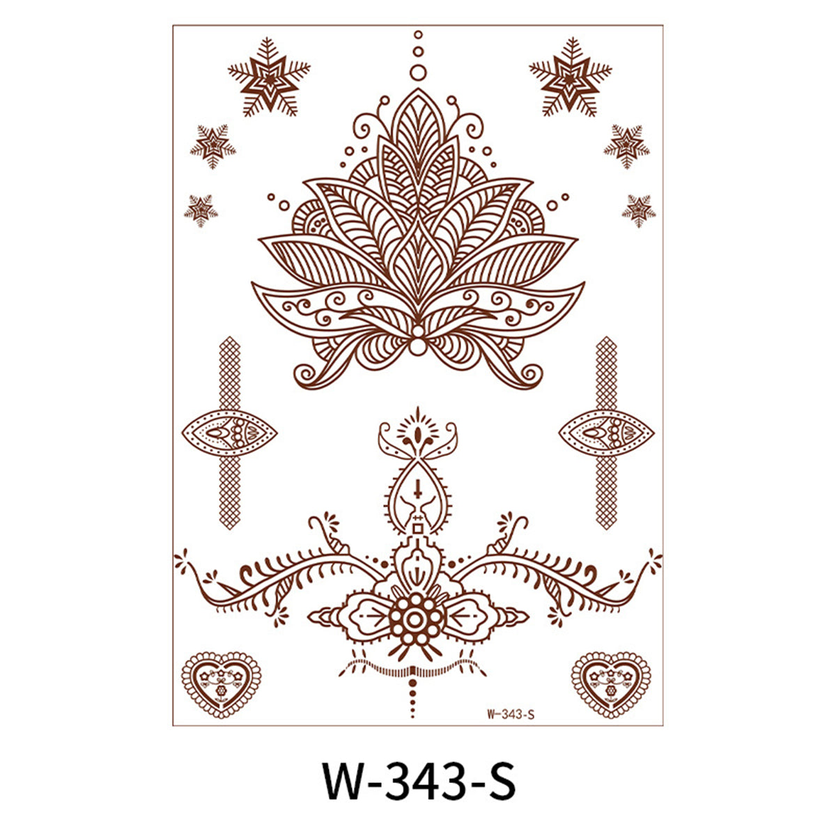 Red Floral Snowflake Temporary Tattoos-Set Of 5, elegant gift for her, front view