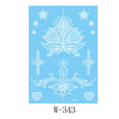 White Floral Snowflake Temporary Tattoos-Set Of 5
