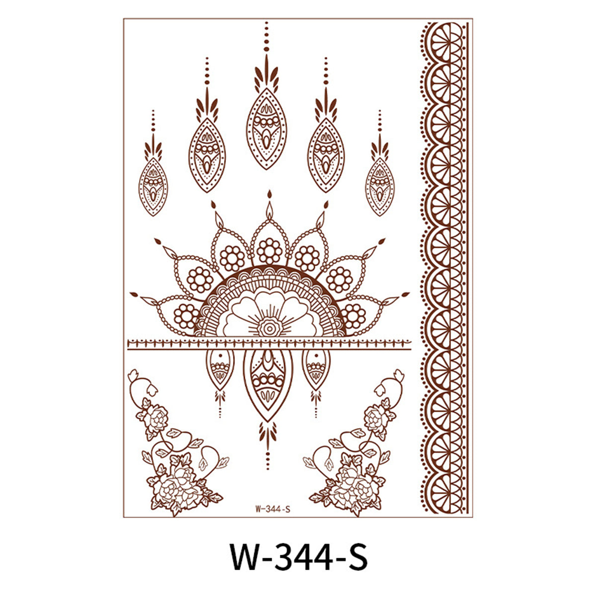 Red Floral Paisley-Accent Temporary Tattoo Set - 5 Pcs, dainty minimalist design, front view