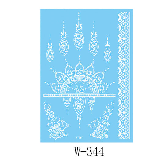 White Floral Temporary Tattoos-Set Of 5, everyday style, front view