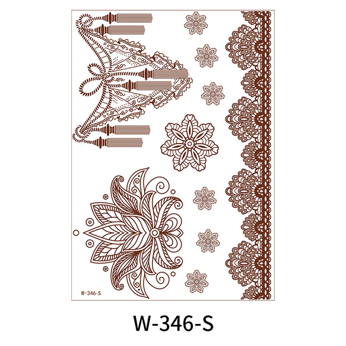 Red Floral Tassel Temporary Tattoos-Set Of 5, botanical inspired, front view