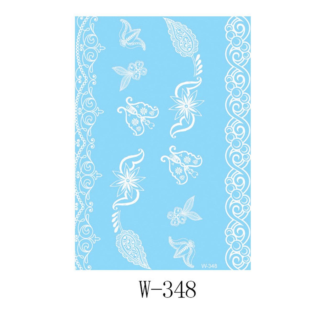 White Feather Butterfly Temporary Tattoo Set - 5 Pcs, elegant gift for her, front view