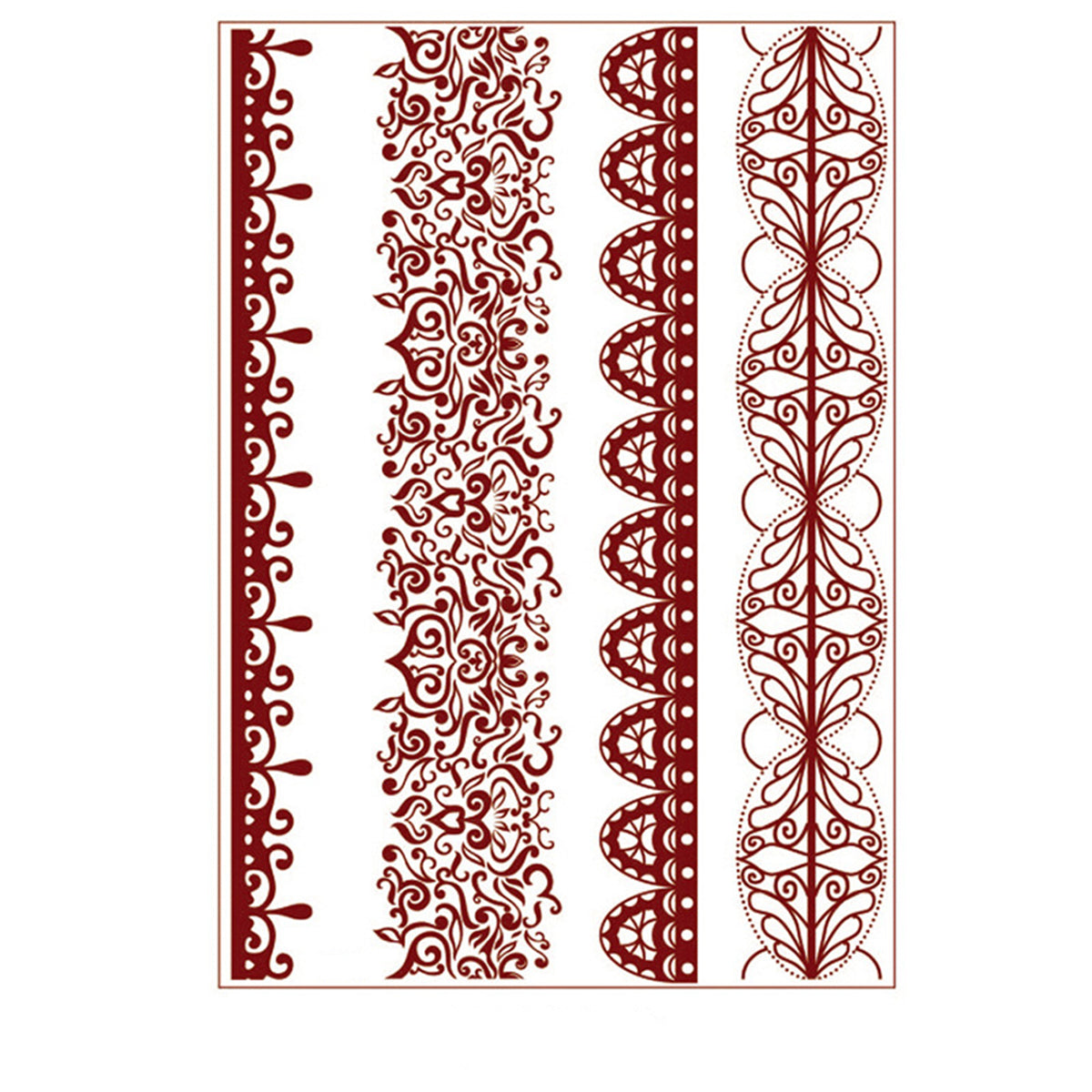 Red Abstract Stripe Temporary Tattoo Set - 5 Pcs, dainty minimalist design, front view