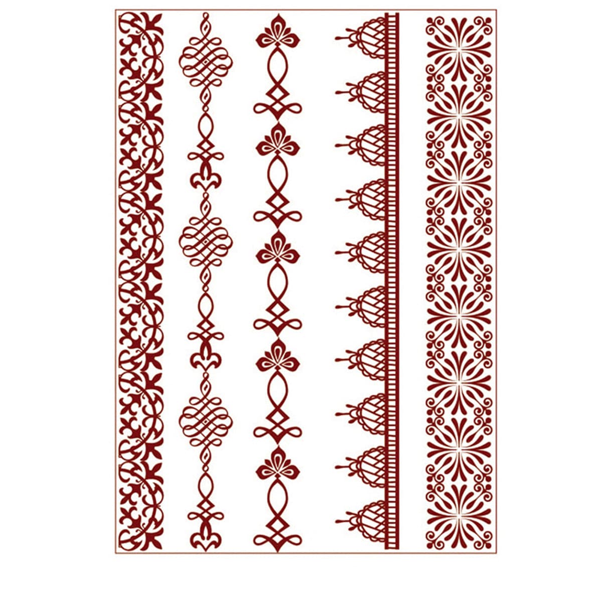 Red Botanical Temporary Tattoo Sheet - 5 Pcs, everyday style, front view