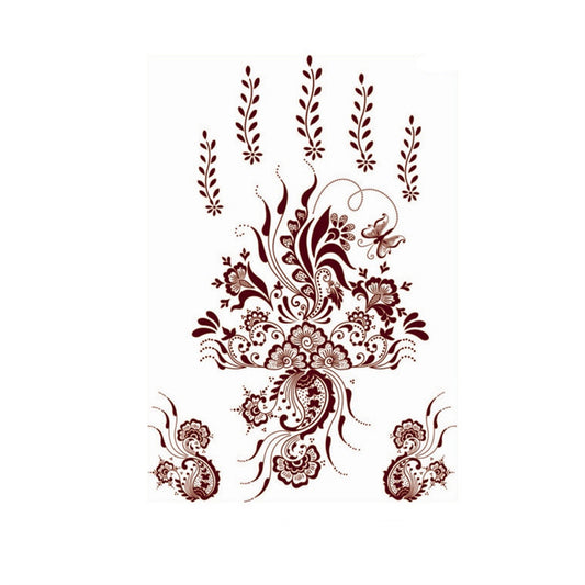 Red Lace Botanical Temporary Tattoo Sheet - 5 Pcs, dainty minimalist design, front view