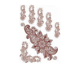 Red Paisley Floral Temporary Tattoo Set - 5 Pcs