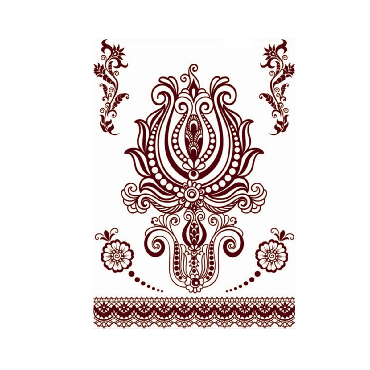 Red Flower Rose Temporary Tattoo Sheet - 5 Pcs, dainty minimalist design, front view