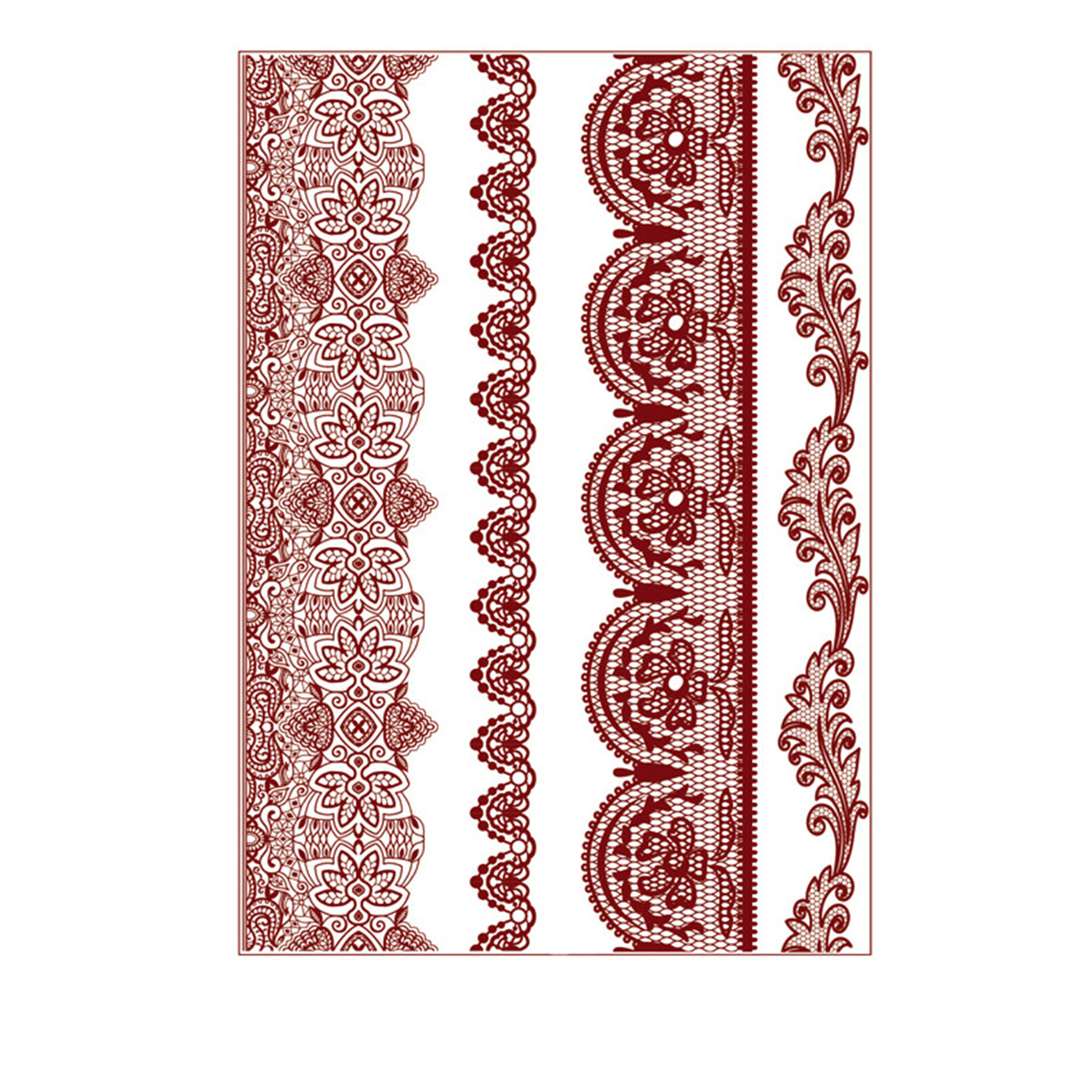 Red Rattan Floral Temporary Tattoos-Set Of 5