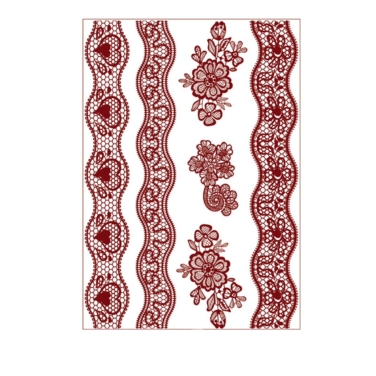 Red Heart Flower Temporary Tattoo Sheet, dainty minimalist design, front view