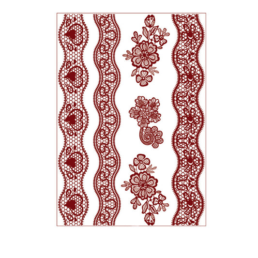 Red Heart Flower Temporary Tattoo Sheet, dainty minimalist design, front view