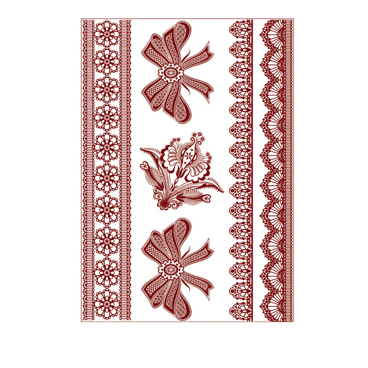 Red Floral Butterfly Temporary Tattoos-Set Of 5, everyday style, front view