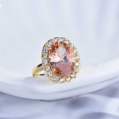 Crystal and Cubic Zirconia 18K Gold-Plated Hola Ring, gold statement rings for women, vintage-inspired design, lifestyle look
