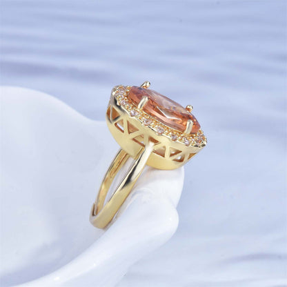 Crystal and Cubic Zirconia 18K Gold-Plated Hola Ring, gold statement rings for women, vintage-inspired design, styled look