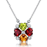 Red Cubic Zirconia & Platinum-Plated Heart Pendant Necklace
