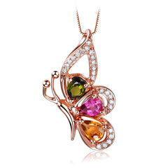 Crystal & cubic zirconia Butterfly Pendant Necklace - streetregion