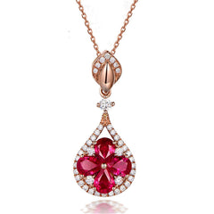 Red Pear Crystal & 18K Rose Gold-Plated Teardrop Pendant Necklace