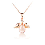 Pink Crystal & 18k Rose Gold-Plated Angel Pendant Necklace