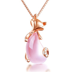 Ross Quartz & 18K Rose Gold-Plated Fox Pendant Necklace
