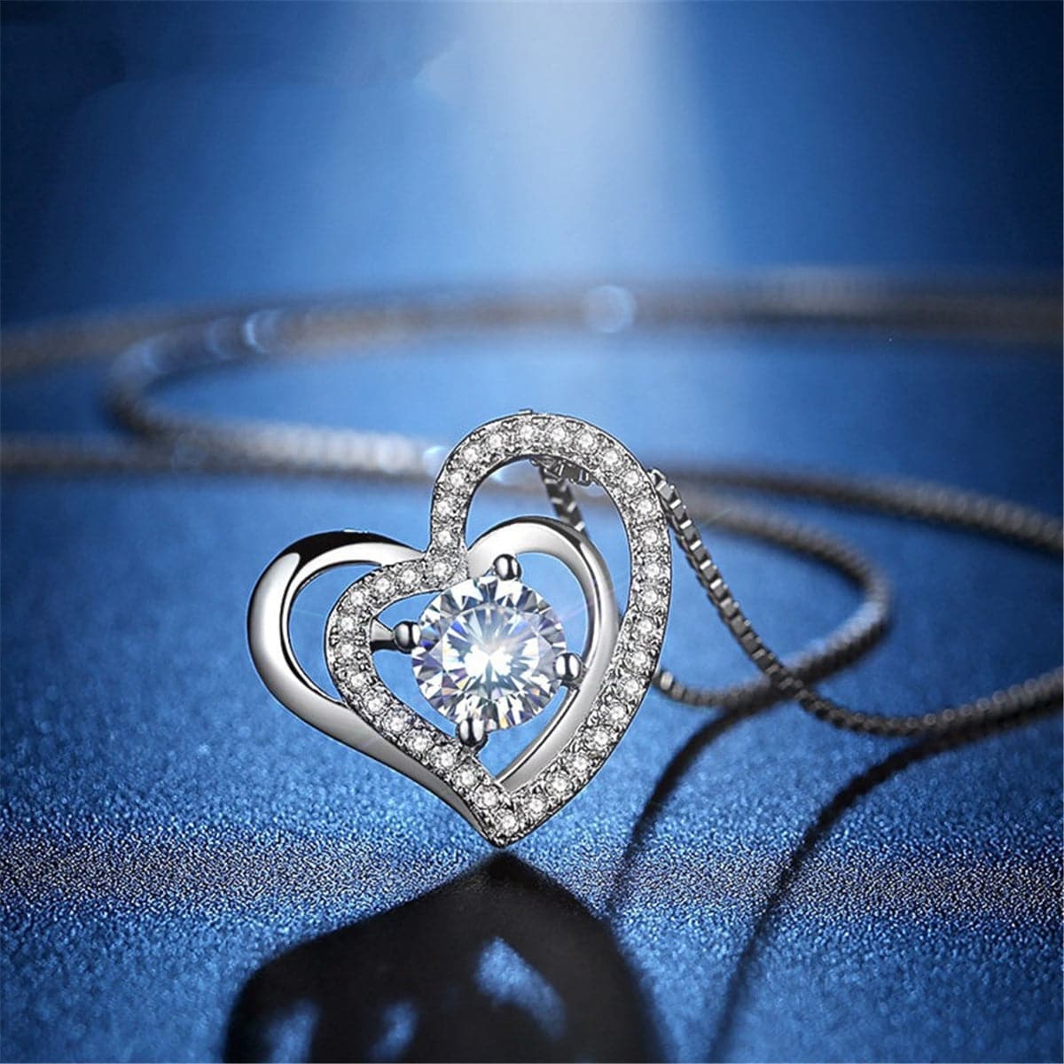 Crystal & Silver-Plated Heart Pendant Necklace - streetregion