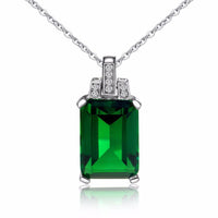 Green Crystal & cubic zirconia Emerald-Cut Pendant Necklace - streetregion
