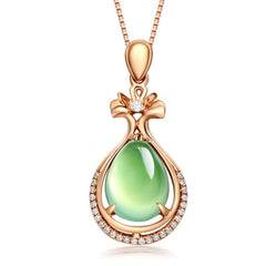 Light Green Crystal & cubic zirconia Teardrop Pendant Necklace - streetregion