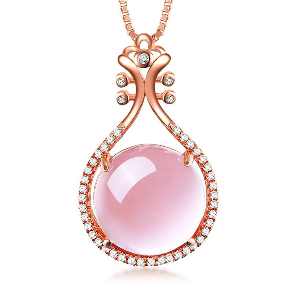 Pink Crystal & cubic zirconia Pipa Pendant Necklace - streetregion