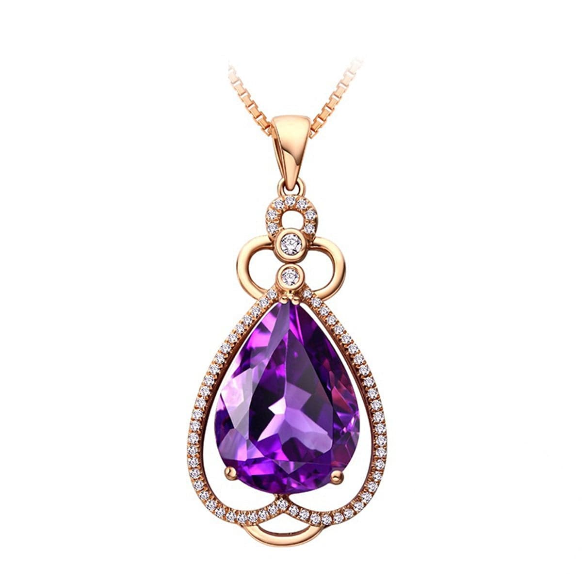 Purple Pear Crystal & 18K Rose Gold-Plated Pendant Necklace